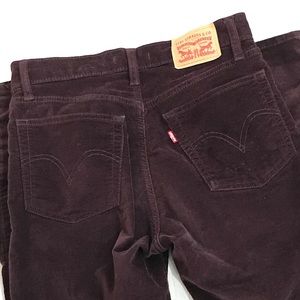 Levi’s wedgie skinny jeans,faux velvet, burgundy high rise button fly size 25